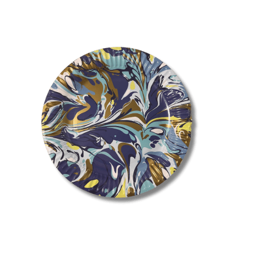 Gold and Blue Marble paper plates